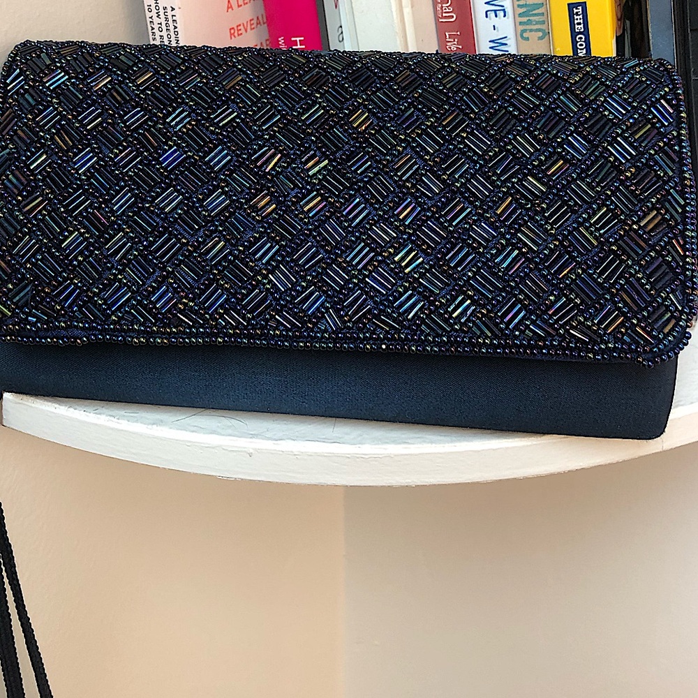 Blue Seed Beads Iridescent Purse